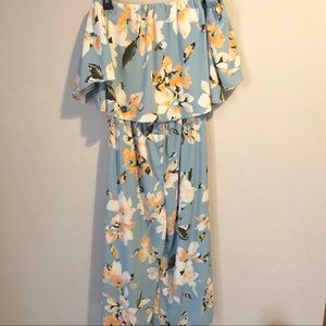 Light blue boutique strapless romper!